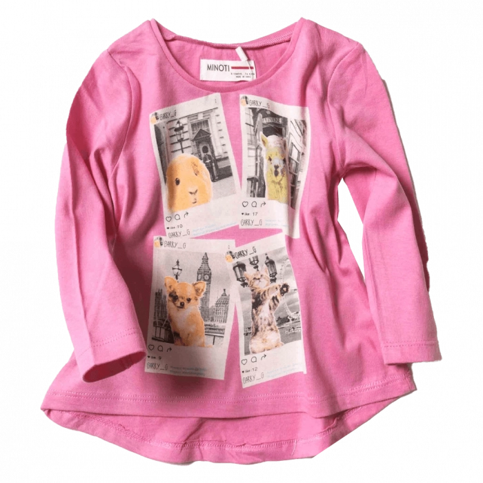 Παιδική μπλούζα MINOTI για κορίτσια Garry ροζ εποχιακές ανοιξιάτικες μπλούζες ετών