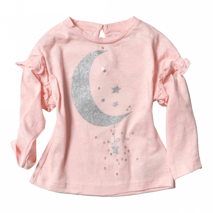 Παιδική μπλούζα MINOTI για κορίτσια Moon ροζ ανοιξιάτικές εποχιακές ετών