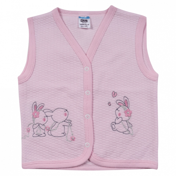 Βρεφικό γιλέκο για αγόρια Bunnies ροζ κοριτσίστικα αμάνικα κουνελάκιο ζακετάκια online (1)
