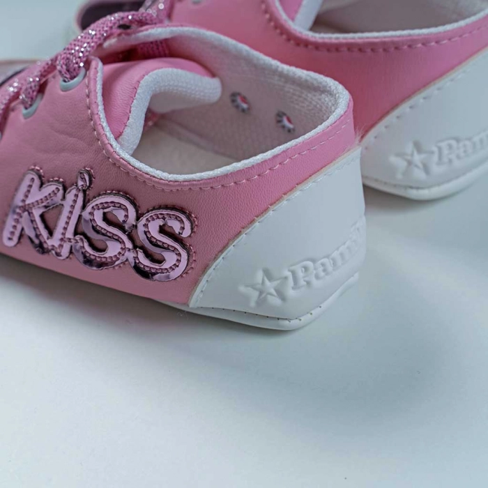 Βρεφικά παπούτσια αγκαλιάς για κορίτσια Kiss Ροζ κοριτσίστικα μωρά βρέφη νεογέννητα  μηνών online (1)