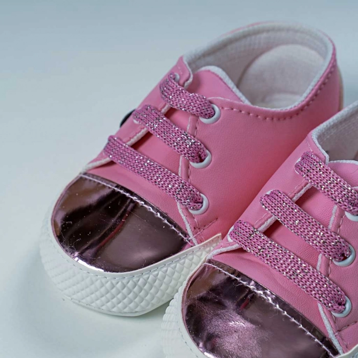 Βρεφικά παπούτσια αγκαλιάς για κορίτσια Kiss Ροζ κοριτσίστικα μωρά βρέφη νεογέννητα  μηνών online (3)