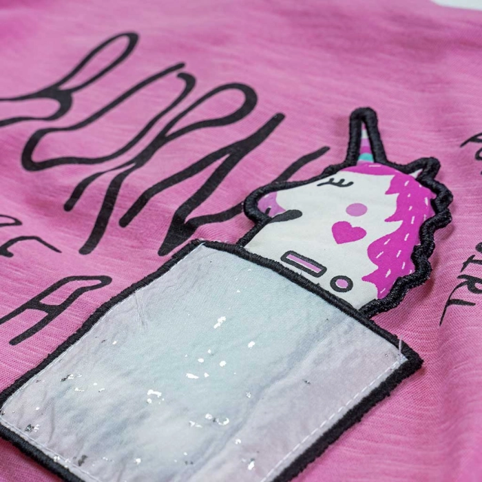 Παιδικό σετ Εβίτα για κορίτσια Fashion unicorn ροζ καλοκαιρινά σετ κορίτσια σορτσάκι καθημερινά ετών online2