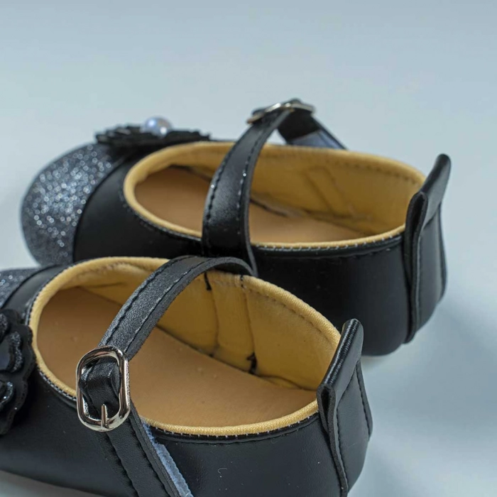 Βρεφικά παπούτσια αγκαλιάς για κορίτσια Glamour μαύρο κοριτσίστικα καλά μωρά 9 μηνών online (2)