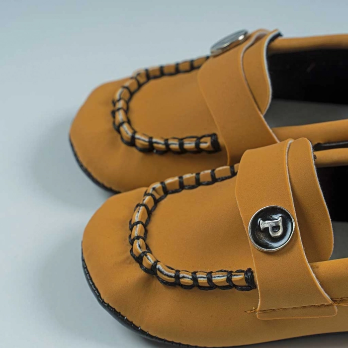 Βρεφικά παπούτσια αγκαλιάς για αγόρια Classic Boy μουσταρδί αγορίστικα καλά μοκασίνια online 8 μηνών (2)