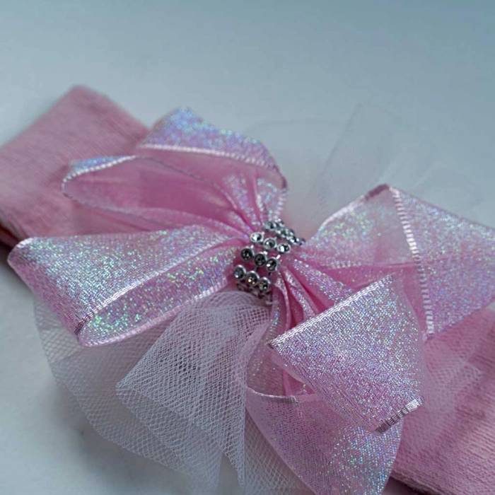 Βρεφική κορδέλα για κορίτσια Glamour 2 bow ροζ αμπιγιέ κοριτσίστικα online (2)