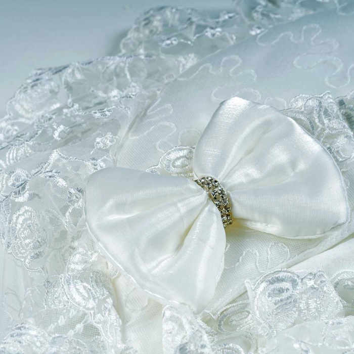 Βρεφική καλαθούνα για κορίτσια Lace bow άσπρο  βρεφικά ρομαντικά μηνών κοριτσίστικα online (2)