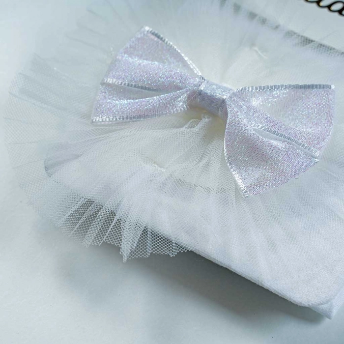 Βρεφικό καλσόν για κορίτσια Shiny bow άσπρο κοριτσίστικα τούλι καλό μωρό μπέμπα online 6 μηνών (2)