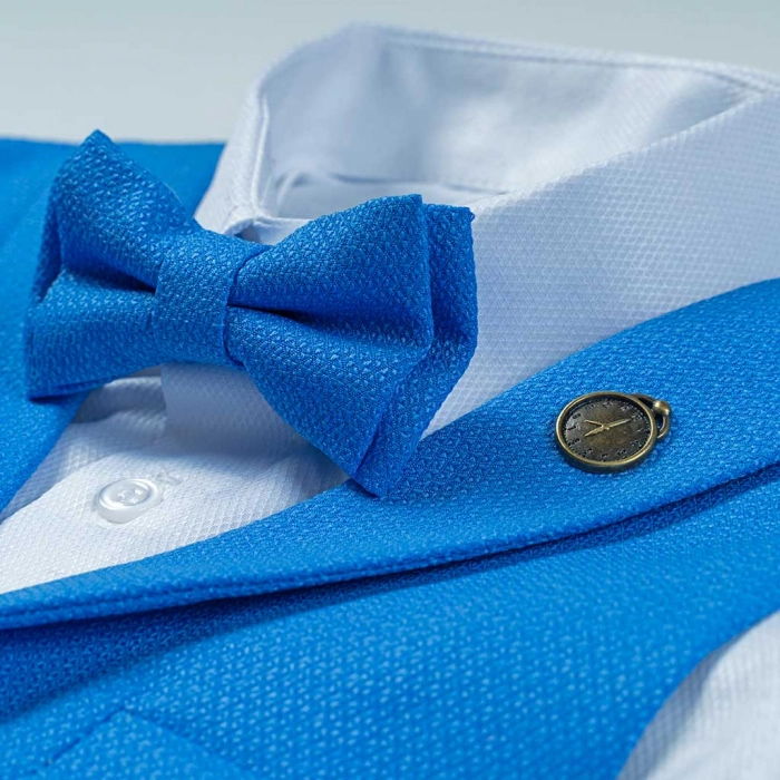 Παιδικό σετ με γιλέκο για αγόρια Σύρος μπλε αγορίστικα σετ με πουκάμισο γιλέκο για γάμους βαφτίσεις ετών (3)