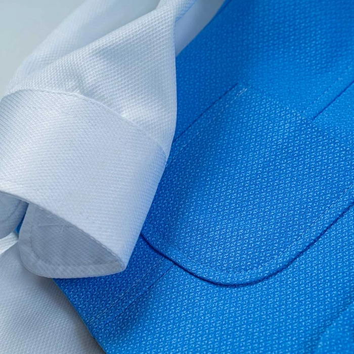 Παιδικό σετ με γιλέκο για αγόρια Σύρος μπλε αγορίστικα σετ με πουκάμισο γιλέκο για γάμους βαφτίσεις ετών (4)