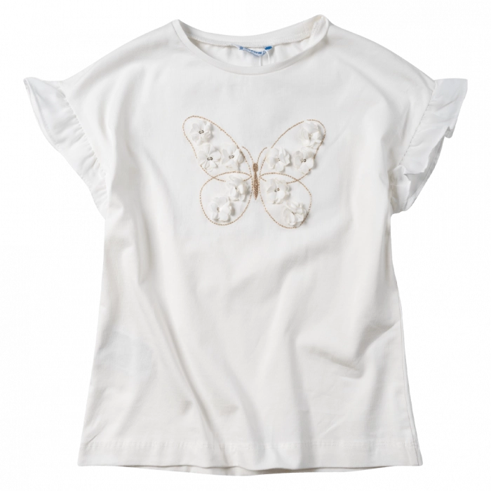 Παιδική μπλούζα Mayoral για κορίτσια Butterfly εκρού (1)