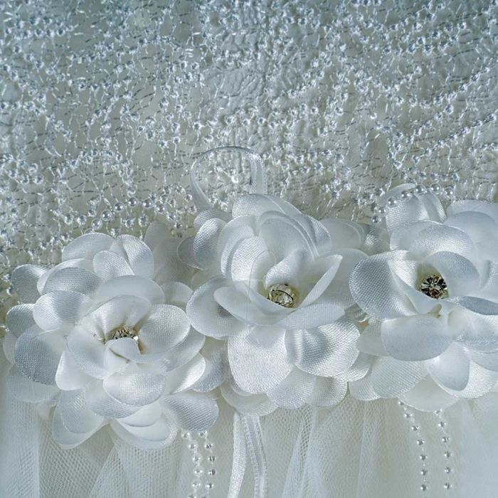 Παιδικό φόρεμα για κορίτσια Isla λευκό βαφτιστικά φορέματα για γάμους βαφτίσεις παρανυφάκια ετών με τούλι αμπιγε (3)