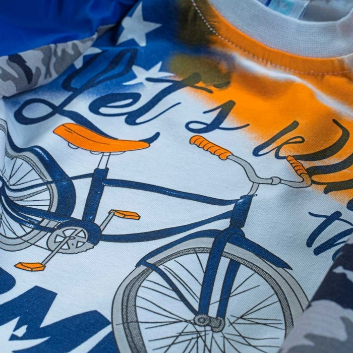 Βρεφικό σετ φόρμας New College για αγόρια Bike μπλε καθημερινά εποχιακά αγορίστικα online (4)