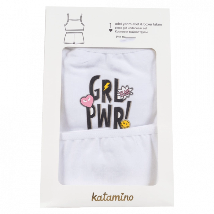 Παιδικό σετ μπουστάκι με μποξεράκι για κορίτσια PWR άσπρο (1)