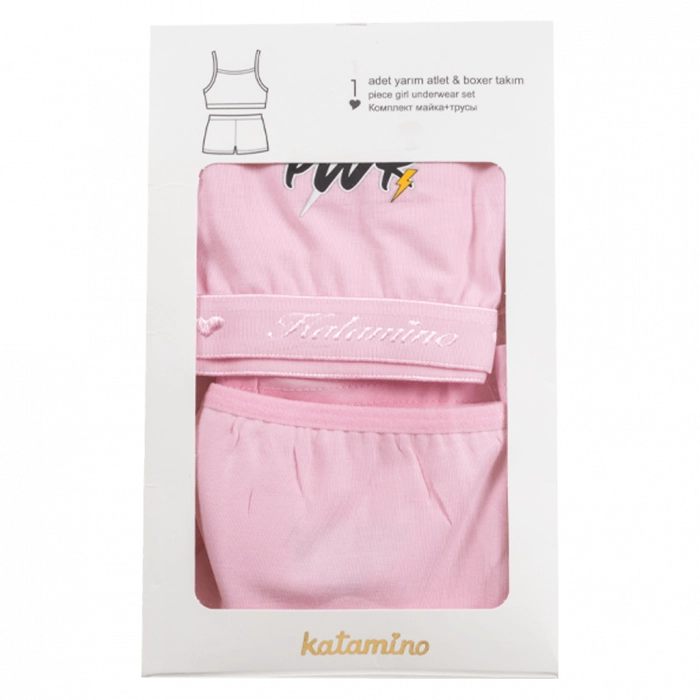 Παιδικό σετ μπουστάκι με μποξεράκι για κορίτσια PWR ροζ (1)