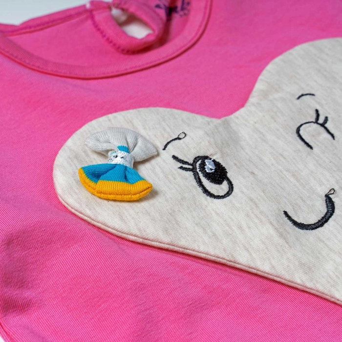 Παιδικό φόρεμα για κορίτσια Heart ροζ κοριτσίστικα απλό καλοκαιρινά 18 μηνών ριγέ αέρινα online  (2)