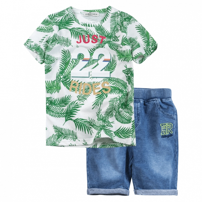 Παιδικό σετ Hashtag για αγόρια Garden πράσινο αγορίστικα τζιν μακό 3 χρονών online (1)