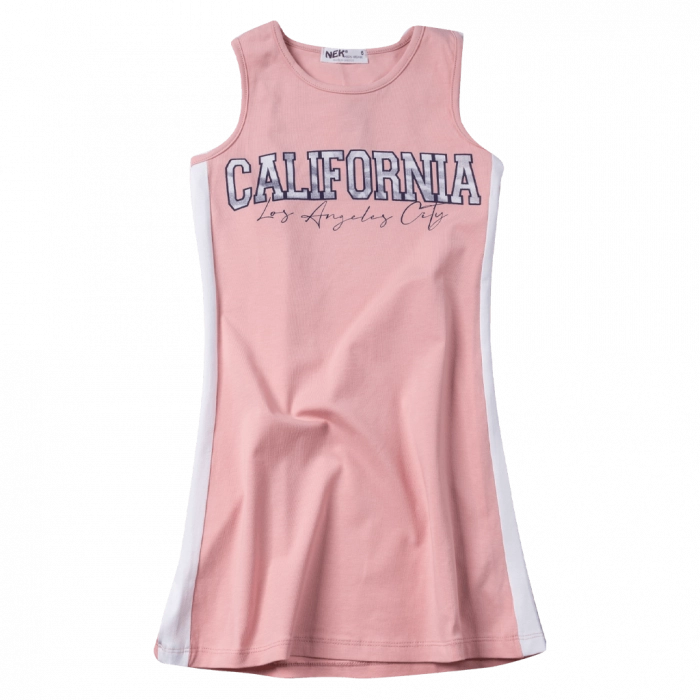 Παιδικό φόρεμα ΝΕΚ για κορίτσια California σομόν κοριτσίστικα καθημερινά μακό ελαστικά παραλία αμάνικα online (1)