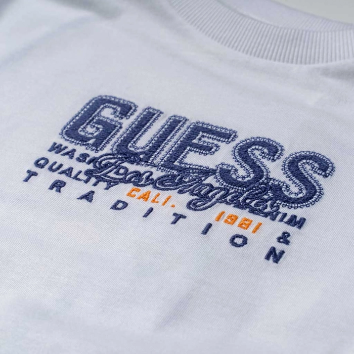Παιδική μπλούζα GUESS για αγόρια Los Angeles άσπρη αγορίστικες κοντομάνικες καλοκαιρινές λευκές online (1)
