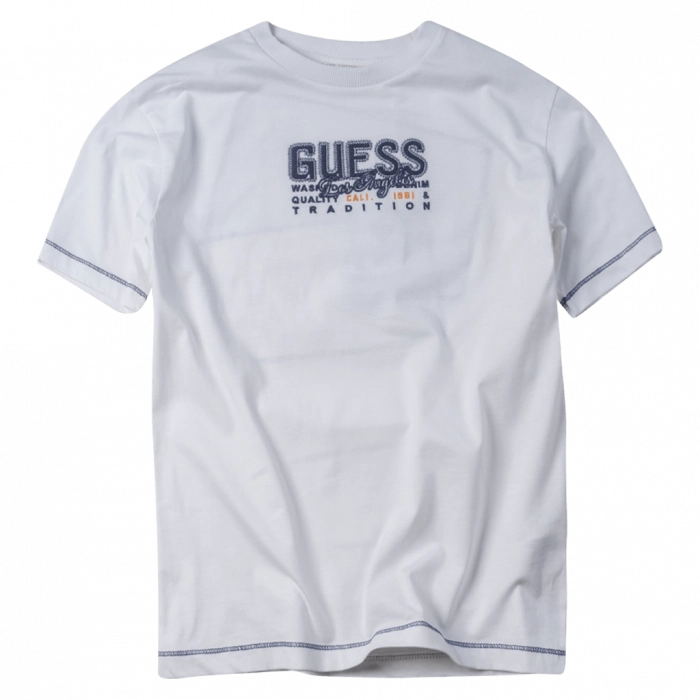 Παιδική μπλούζα GUESS για αγόρια Los Angeles άσπρη αγορίστικες κοντομάνικες καλοκαιρινές λευκές online (2)