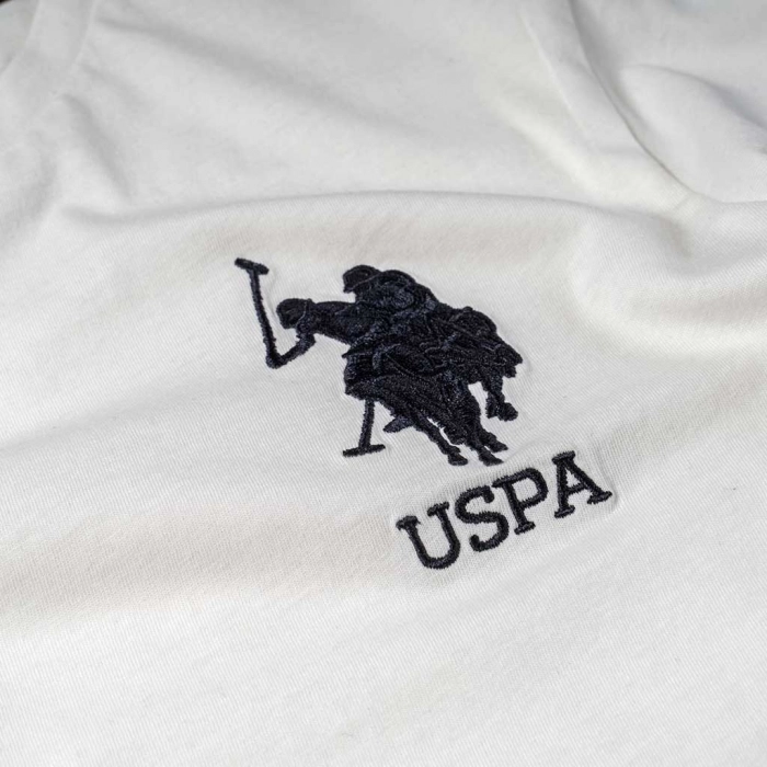 Παιδική μπλούζα U.S Polo για αγόρια Three άσπρο online αγορίστικες κοντομάνικες καλοκαιρινές 10 χρονών (2)