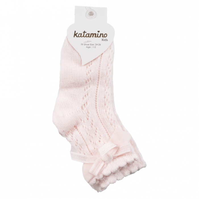 παιδικές κάλτσες για κορίτσια ροζ με φιόγκο vintage μοντέρνες