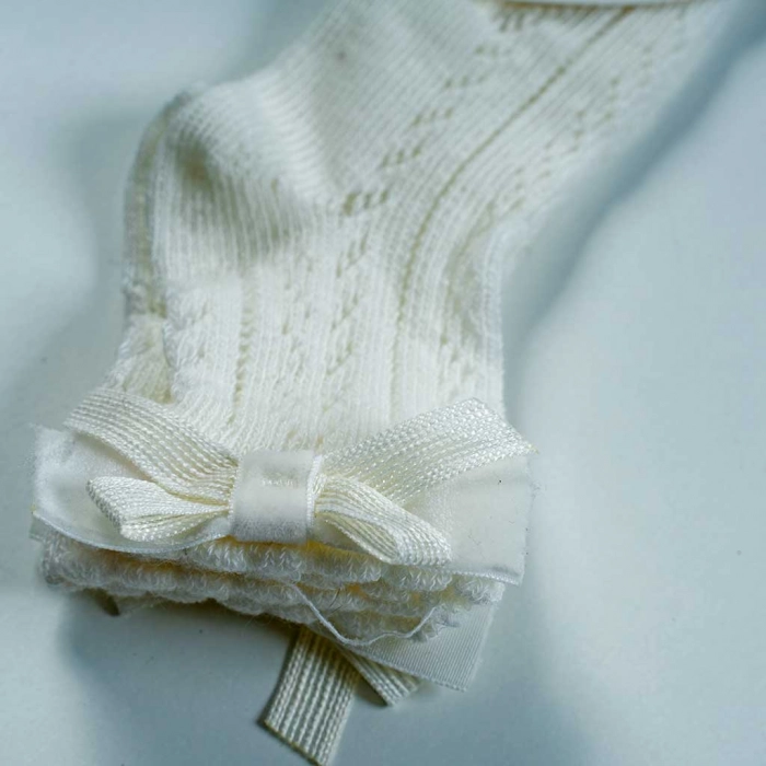παιδικές κάλτσες για κορίτσια μπεζ άσπρο σετ για βόλτα με αστεράκι (1)