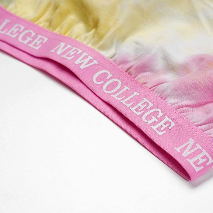 Παιδικό σετ New College για κορίτσια Go Girl ροζ καλοκαιρινά σετάκια tie dye ελληνικά μοντέρνα crop top online (2)