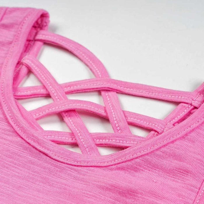 Παιδικό σετ New College για κορίτσια Go Girl ροζ καλοκαιρινά σετάκια tie dye ελληνικά μοντέρνα crop top online (6)