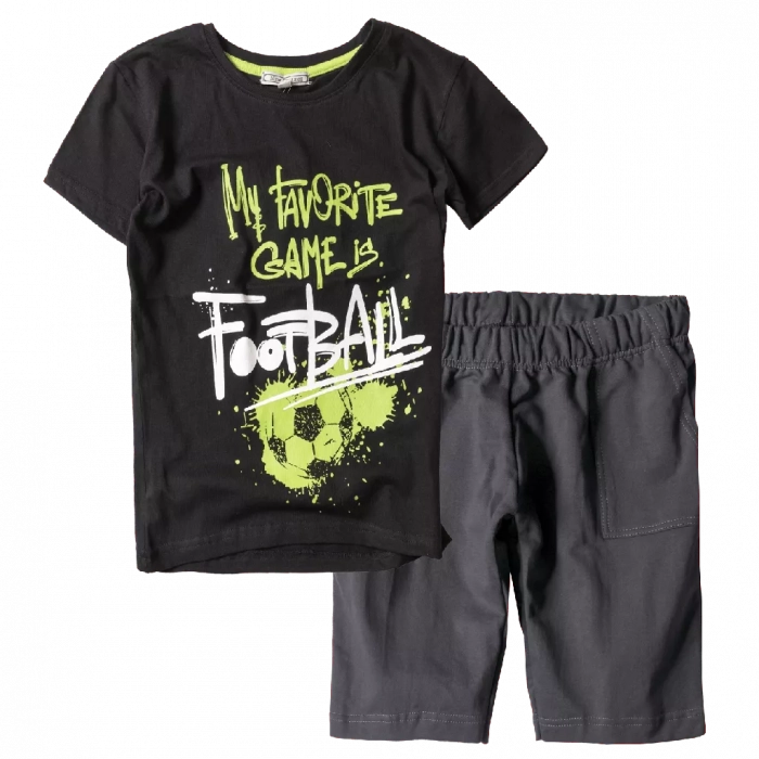Παιδική μπλούζα New College για αγόρια Favorite Football μαύρο αγορίστικες μπλούζες καλοκαιρινές κοντές t shirt μοντέρνα online | Παιδική βερμούδα για αγόρια Progress Ανθρακί Μελανζέ αγορίστικες καλοκαιρινές ελληνικές βερμούδες Online 