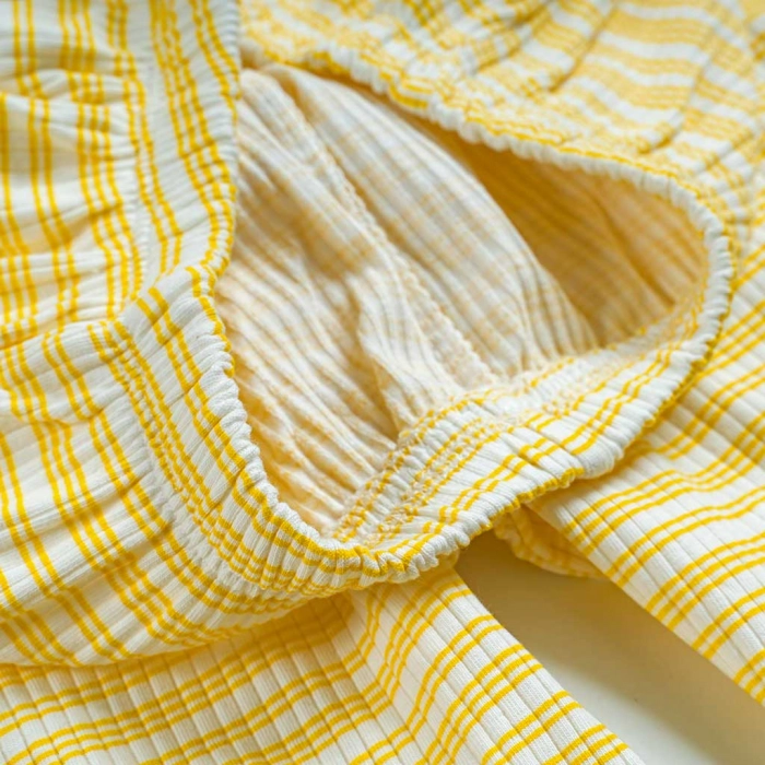 Παιδική πιτζάμα Εβίτα για κορίτσια Pop κίτρινο κοριτσίστικες πιτζάμες καλοκαρινές μακό βαμβακερές ελληνικές (1)
