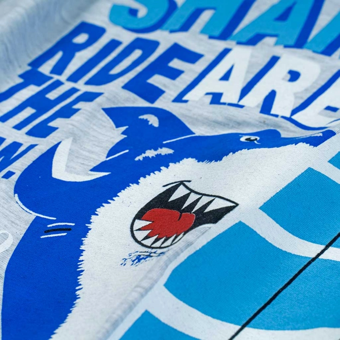 Παιδική πιτζάμα Hashtag για αγόρια Shark μπλε καλοκαιρινές πιτζάμες αγορίστικες μακό με βερμούδα Online ετών (2)