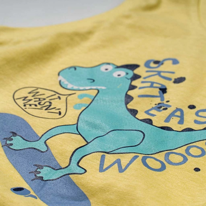 Παιδικό σετ ABO για αγόρια Skateasaurus κίτρινο αμάνικα 4 χρονών online βερμούδες (2)