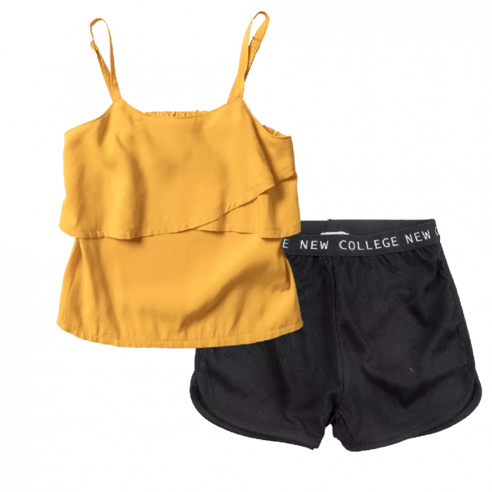 Παιδική μπλούζα New College για κορίτσια Summer κίτρινο επώνυμες μπλούζες κοριτσίστικες ραντάκι μοντέρνες ετών online | Παιδικό σορτς New College για κορίτσια Gym μαύρο (1) 