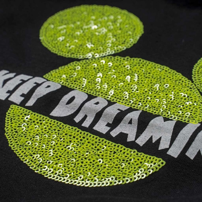 Παιδική μπλούζα New College για κορίτσια Keep Dreaming μαύρο καθημερινές μακό κοντομάνικες παγιέτες online (2)