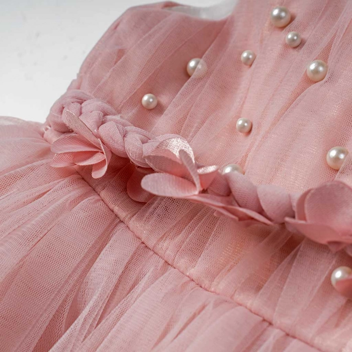 Παιδικό φόρεμα για κορίτσια Εριφύλη ροζ κοριτσίστικα αμάνικα τούλια (3)