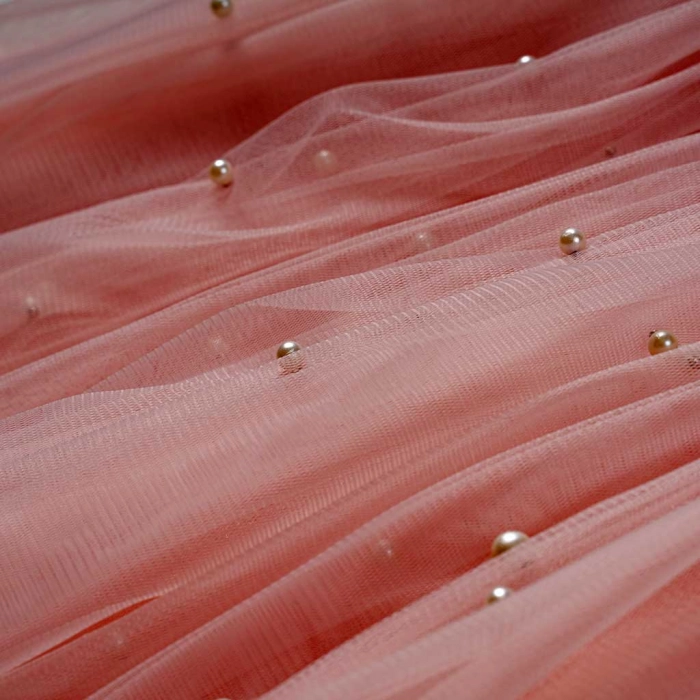 Παιδικό φόρεμα για κορίτσια Εριφύλη ροζ κοριτσίστικα αμάνικα τούλια (4)