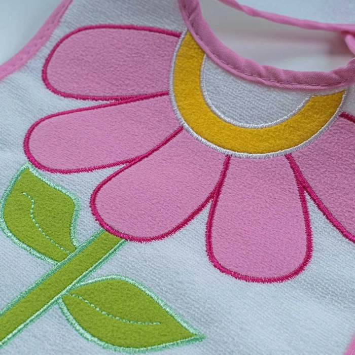 Βρεφική σαλιάρα για κορίτσια happy flower ροζ παιδικές σαλιάρες για μωρά ιδιαίτερες έξυπνες σχέδια online (3)