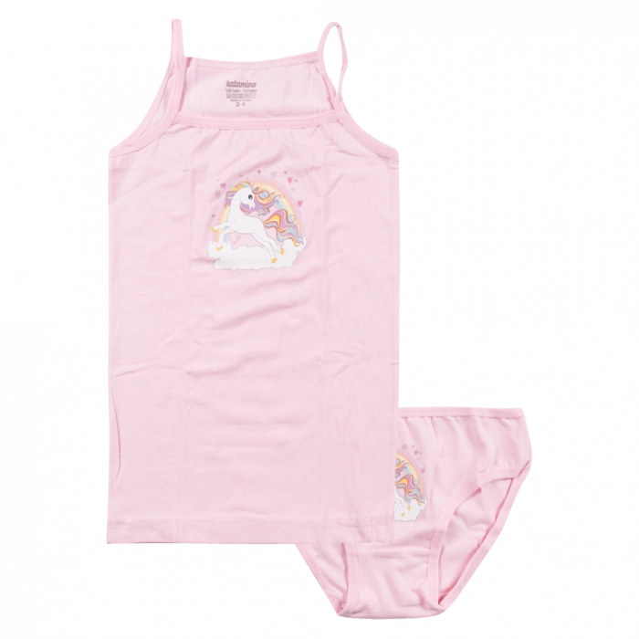 Παιδικό σετ εσώρουχων για κορίτσια unicorn rainbow ροζ κοριτσίστικα εσώρουχα βαμβακερά φανελάκι ιδιαίτερα online  (1)