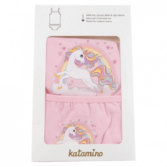 Παιδικό σετ εσώρουχων για κορίτσια unicorn rainbow ροζ κοριτσίστικα εσώρουχα βαμβακερά φανελάκι ιδιαίτερα online  (2)