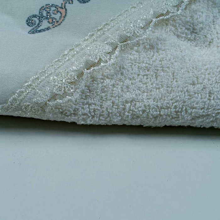 Βρεφική μπουρνουζοπετσέτα με γαντάκια για κορίτσια princess σομόν πετσετούλες μωράκια μηνών νεογέννητα  βαμβακερές (4)