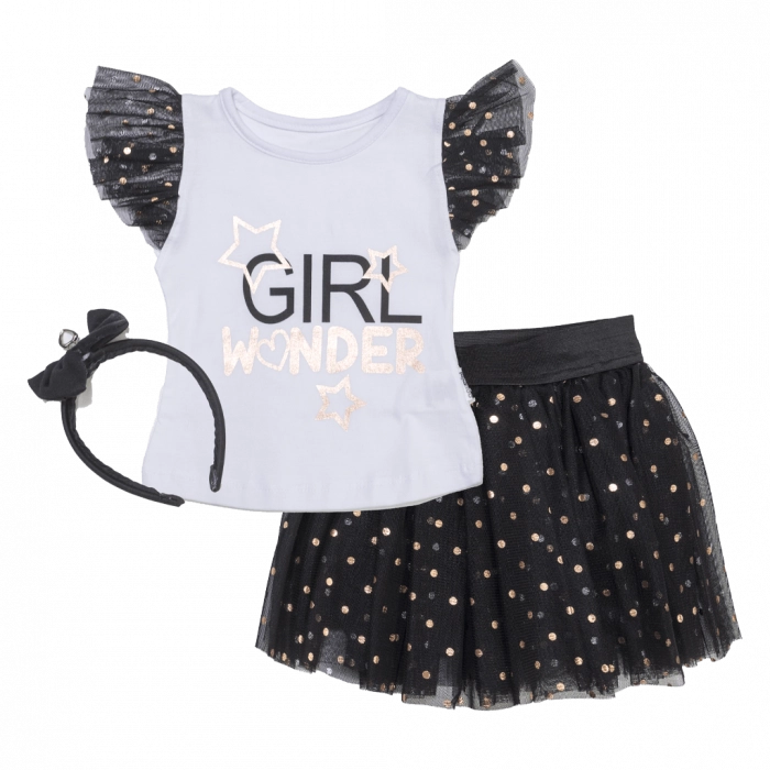 Παιδικό σετ Εβίτα για Girl wonder άσπρο καλοκαιρινά σετάκια με φούστα tutu τούλι Online ετών