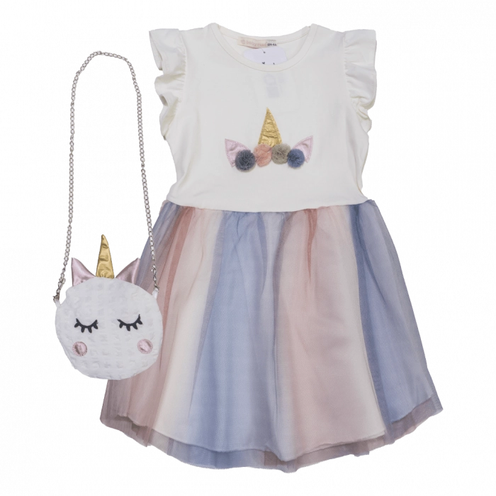 Παιδικό φόρεμα για κορίτσια magic unicorn άσπρο φορέματα με μονόκερο για κοριτσάκια ετών Online