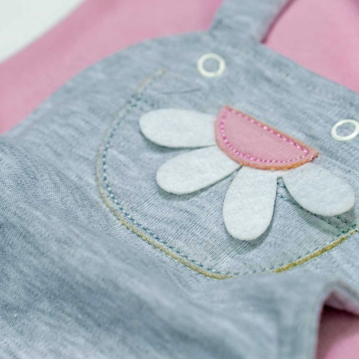 Βρεφική σαλοπέτα για κορίτσια flower baby ροζ ζιπουνάκια μοντέρνα για μωρά μωράκια δώρο νεογέννητα3