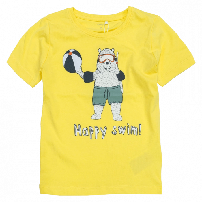 Παιδική μπλούζα Name it για αγόρια Happy swim κίτρινο αγορίστικες μπλούζες καλοκαιρινές tshirt επώνυμα online