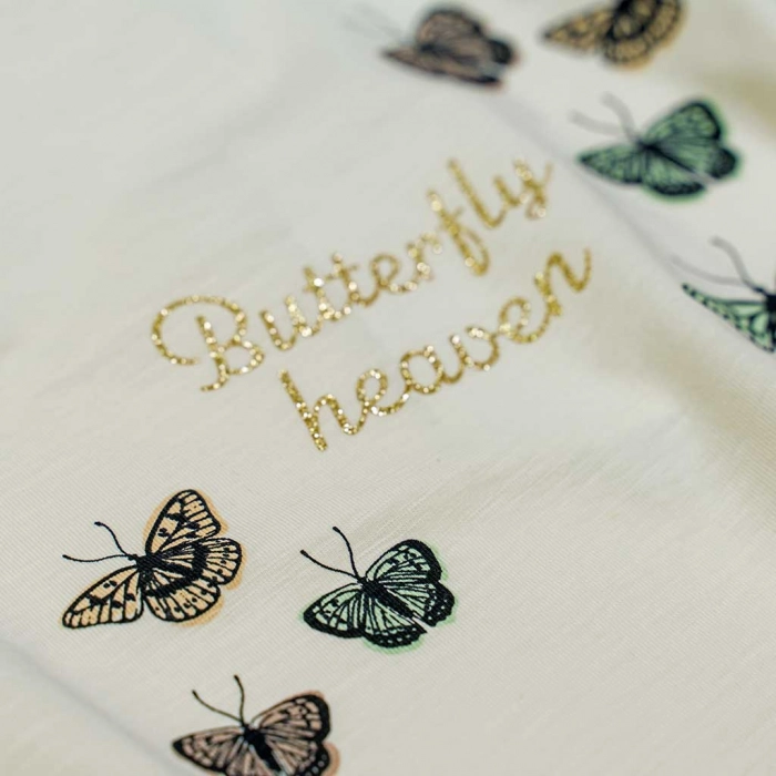 Παιδική μπλούζα Name it για κορίτσια Butterfly εκρού κοριτσίστικες απλές κοντομάνικες πεταλούδες online (2)