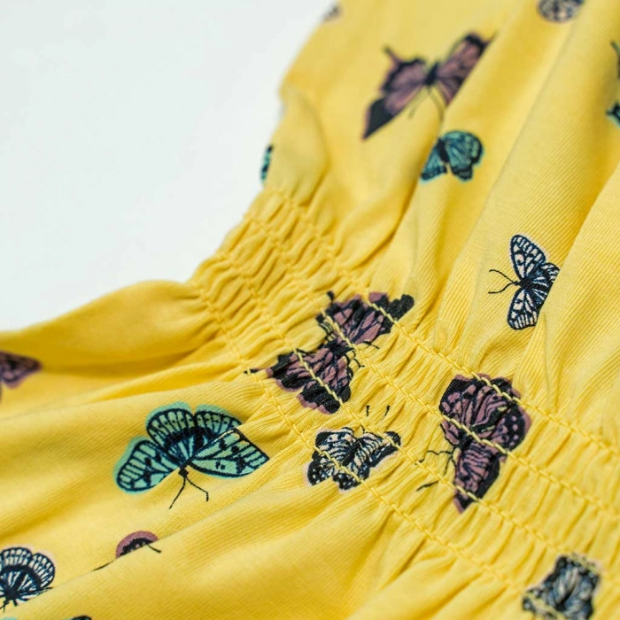 Παιδική σαλοπέτα Name it για κορίτσια Butterflies κίτρινο κοριτσίστικες κοντές καλοκαιρινές μακό αέρινες online (2)