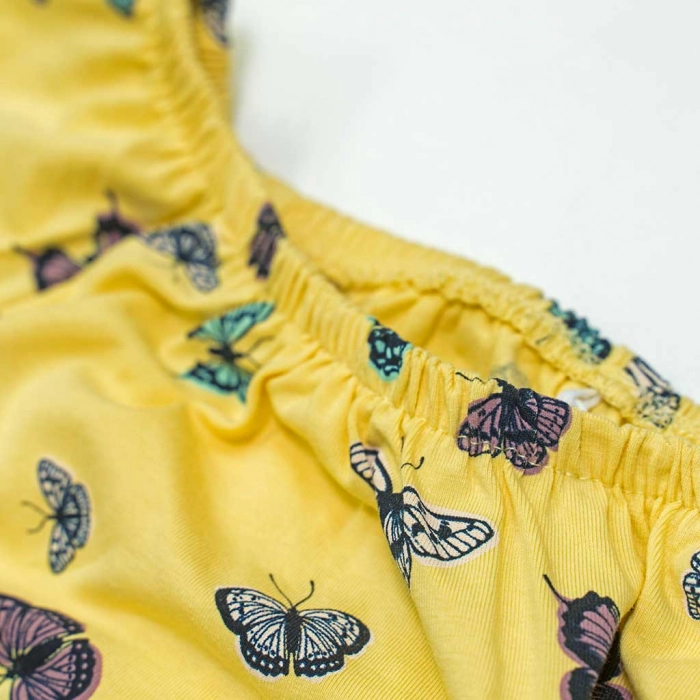 Παιδική σαλοπέτα Name it για κορίτσια Butterflies κίτρινο κοριτσίστικες κοντές καλοκαιρινές μακό αέρινες online (1)