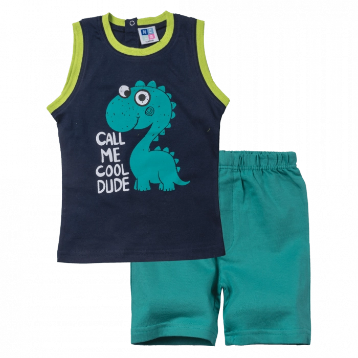 Βρεφικό σετ New College για αγόρια Dude μπλε αγορίστικα καθημερινά μακό φόρμα κοντομάνικα μωρά online 5 μηνών (1)