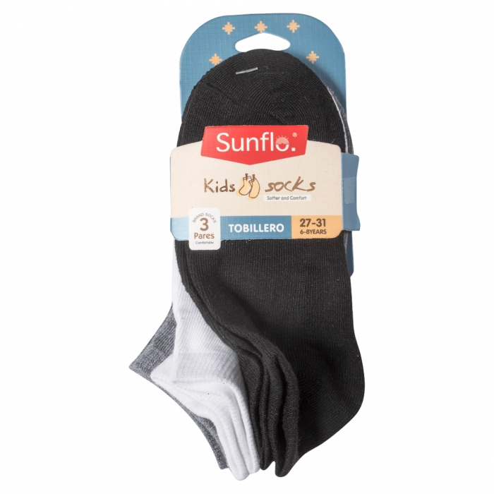 3 Παιδικές κάλτσες σοσόνια για αγόρια Tobillero μαύρο γκρι άσπρο αγορίστικα καθημερινά Online