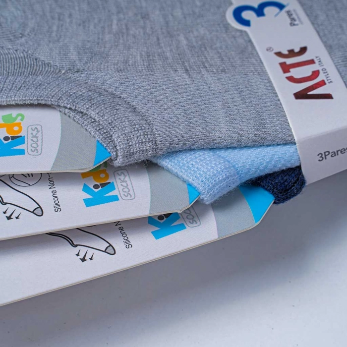 3 Παιδικές κάλτσες σοσόνια για αγόρια Acte γκρι γαλάζιο μπλε αγορίστικες καθημερινές κοντές online (1)